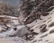Gustave Courbet Injured deer in the snow oil painting
